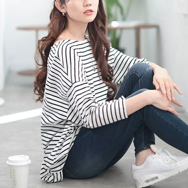 大きいサイズ レディース コットンボーダーチュニック　cpdai-659698【メール便可】