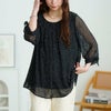 大きいサイズ レディース ドットシフォンタックブラウス　cpdai-659816【メール便可】 ブラック