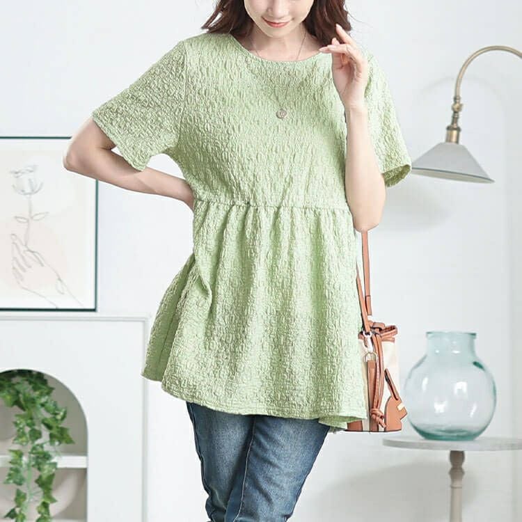 大きいサイズ レディース ポコポコ花柄ペプラムチュニック　cpdai-659772【メール便可】