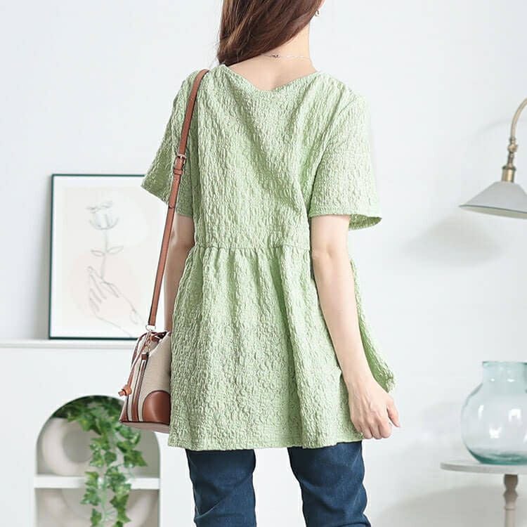 大きいサイズ レディース ポコポコ花柄ペプラムチュニック　cpdai-659772【メール便可】