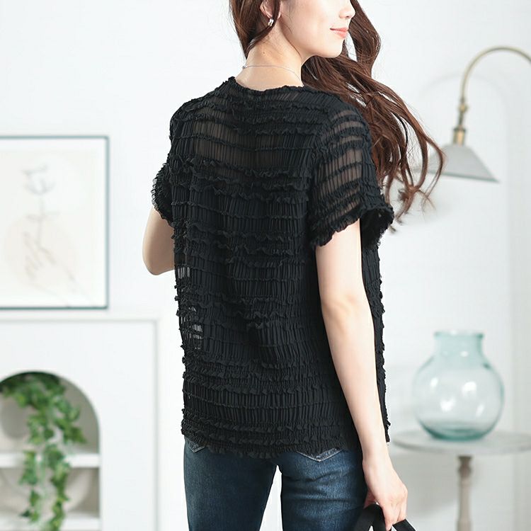 大きいサイズ レディース シフォンシャーリングプルオーバー　cpdai-659771【メール便可】