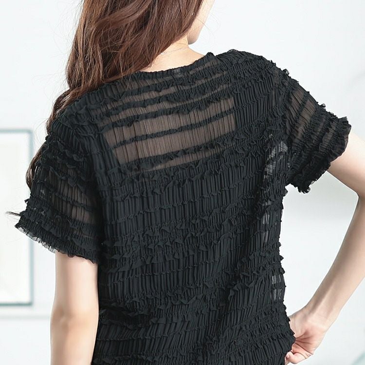 大きいサイズ レディース シフォンシャーリングプルオーバー　cpdai-659771【メール便可】