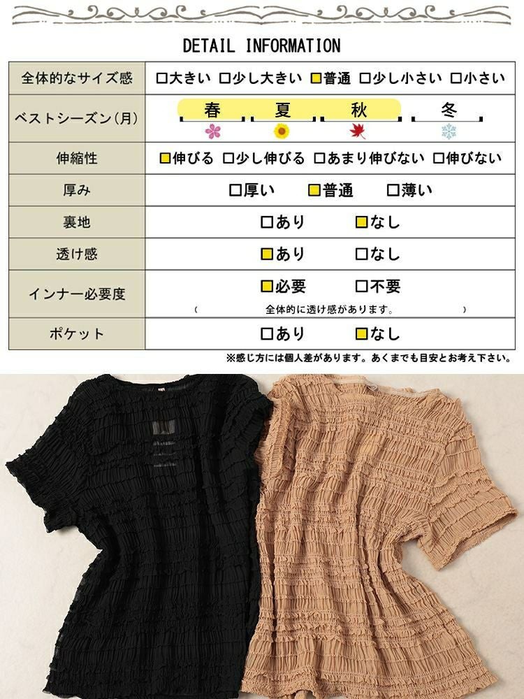 大きいサイズ レディース シフォンシャーリングプルオーバー　cpdai-659771【メール便可】