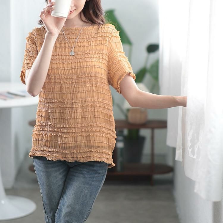 大きいサイズ レディース シフォンシャーリングプルオーバー　cpdai-659771【メール便可】 ベージュ