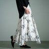 大きいサイズ レディース 花柄シフォンジャガードフレアスカート　maru-30140 オフホワイト