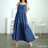 大きいサイズ レディース コットンデニムティアードキャミワンピース　gold-0112 ブルー