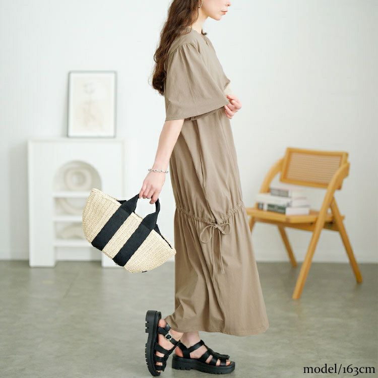 大きいサイズ レディース ドロストマーメイドコットンワンピース　wk-0518