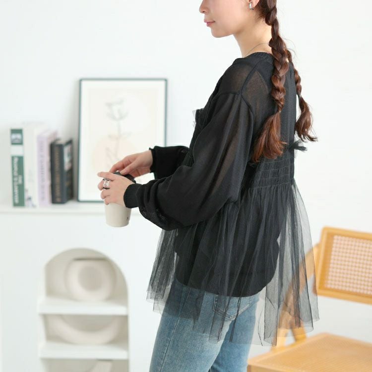 大きいサイズ レディース ビスチェ風チュールドッキングサマーニット　sum-0004