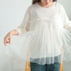 大きいサイズ レディース ビスチェ風チュールドッキングサマーニット　sum-0004 オフホワイト