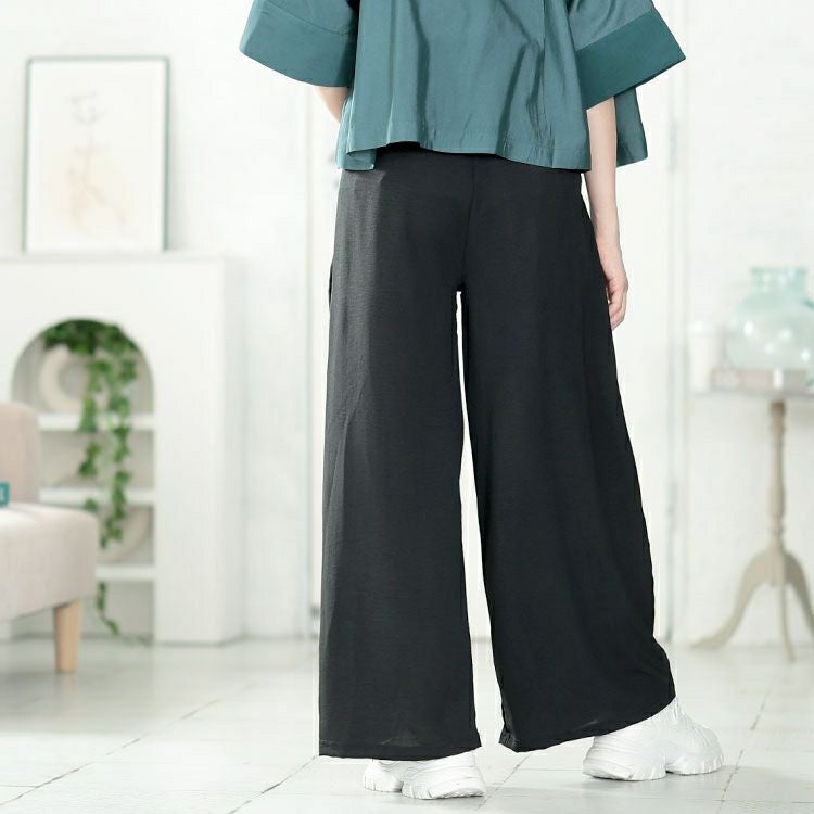 大きいサイズ レディース タックドロストワイドパンツ　goldy-1667