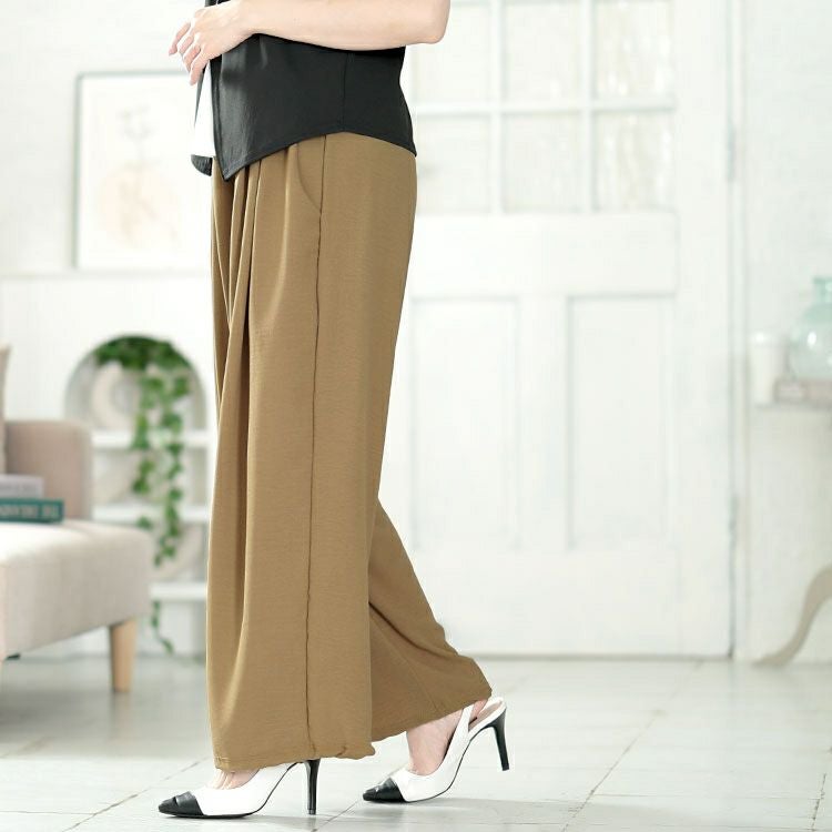 大きいサイズ レディース タックドロストワイドパンツ　goldy-1667