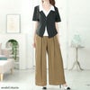 大きいサイズ レディース タックドロストワイドパンツ　goldy-1667 モカ