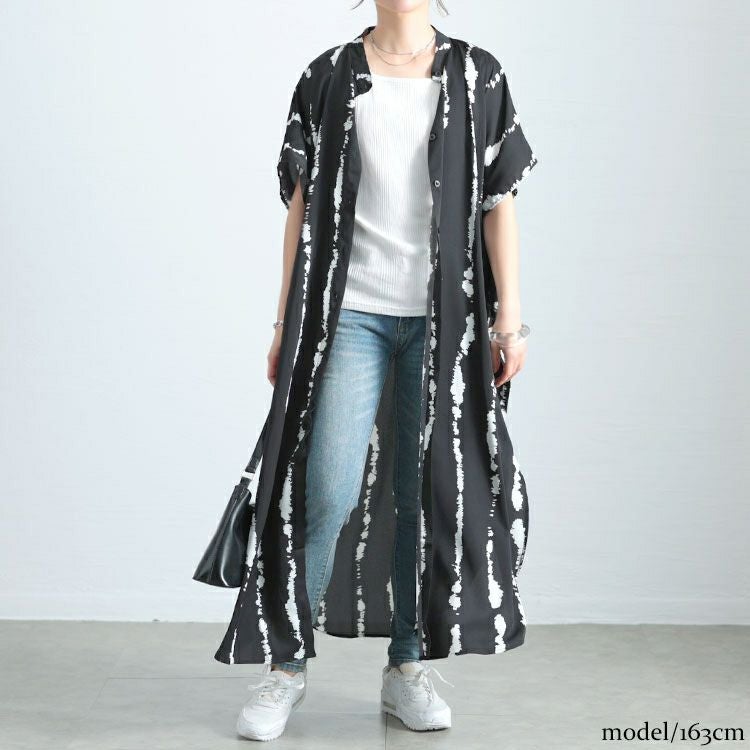 大きいサイズ レディース タイダイ柄ドルマンシャツワンピース　goldy-1682【メール便可】