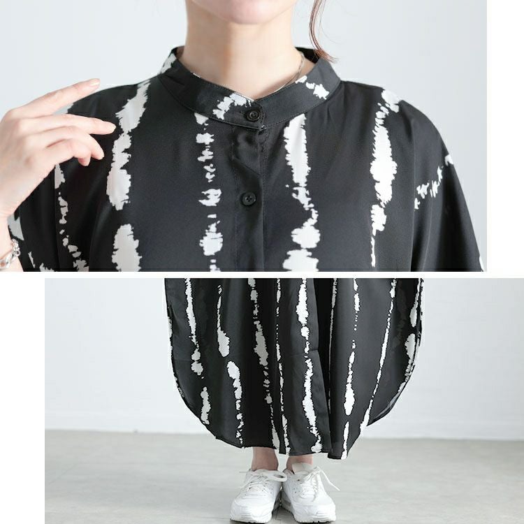 大きいサイズ レディース タイダイ柄ドルマンシャツワンピース　goldy-1682【メール便可】