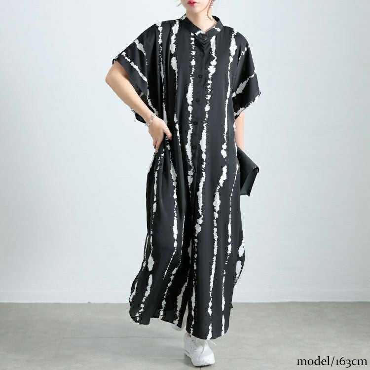 大きいサイズ レディース タイダイ柄ドルマンシャツワンピース　goldy-1682【メール便可】