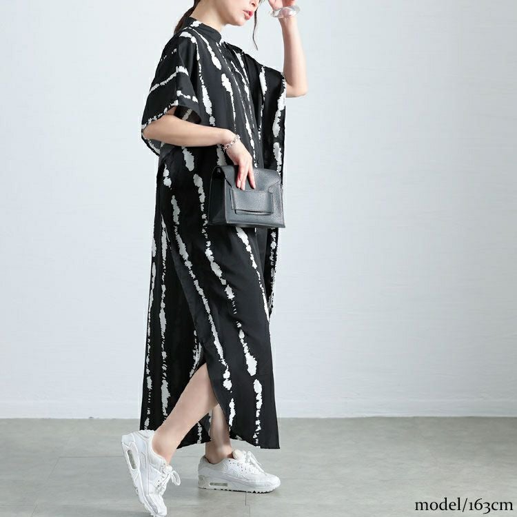大きいサイズ レディース タイダイ柄ドルマンシャツワンピース　goldy-1682【メール便可】