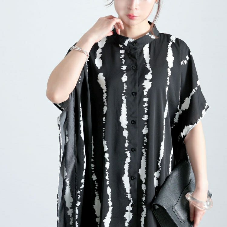 大きいサイズ レディース タイダイ柄ドルマンシャツワンピース　goldy-1682【メール便可】