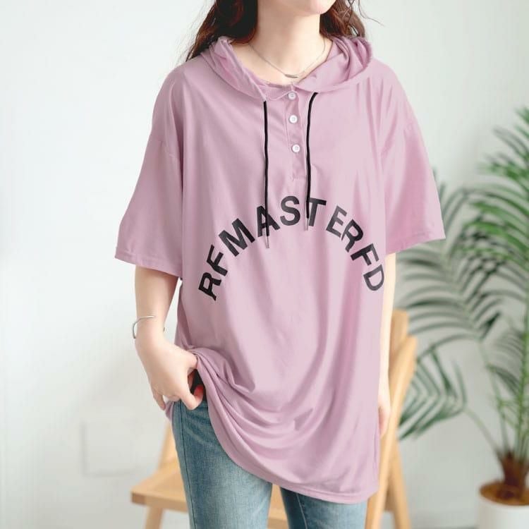 大きいサイズ レディース オーバーサイズロゴチュニックパーカー　goldy-1680【メール便可】 ピンク