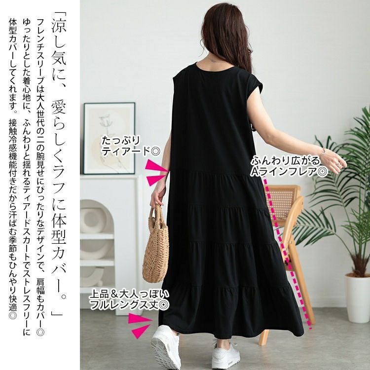 大きいサイズ レディース 接触冷感ティアードワンピース　kt-7825650