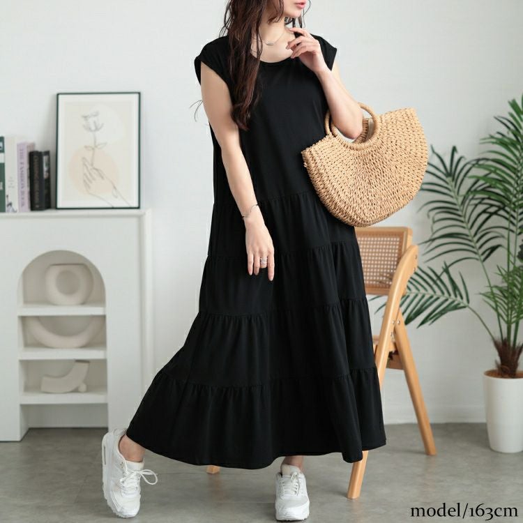 大きいサイズ レディース 接触冷感ティアードワンピース kt-7825650