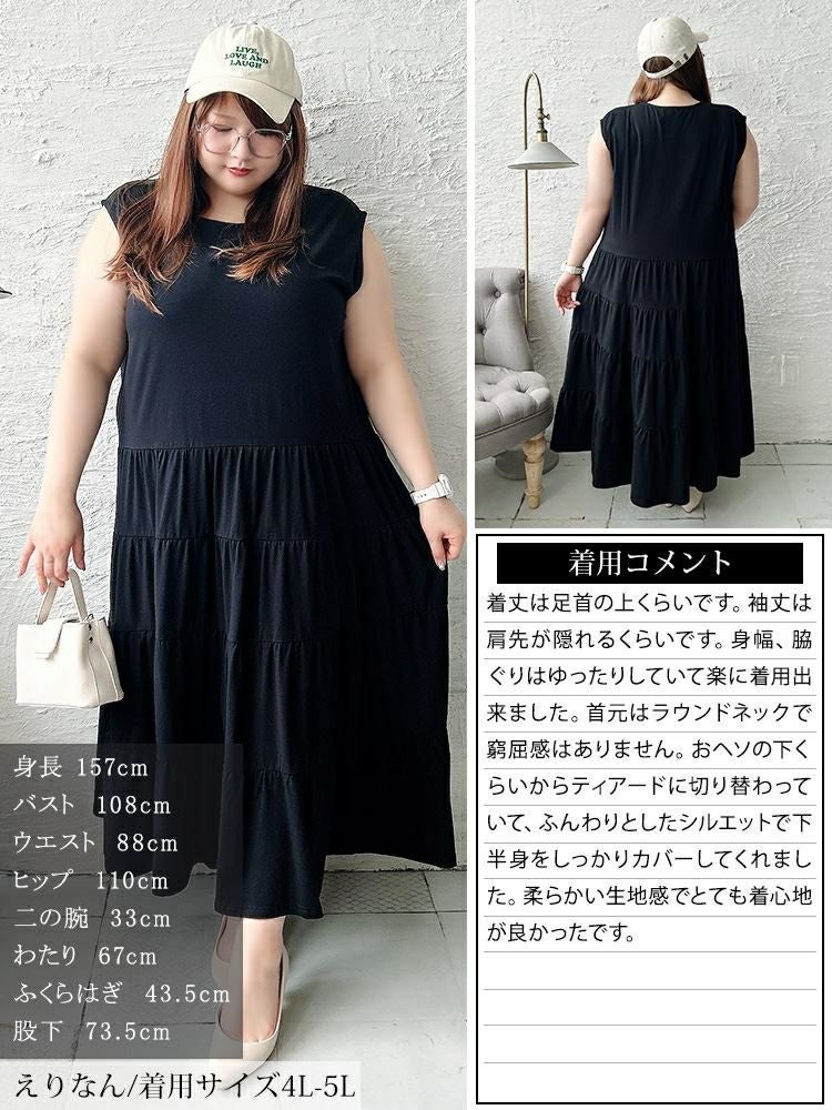 大きいサイズ レディース 接触冷感ティアードワンピース　kt-7825650