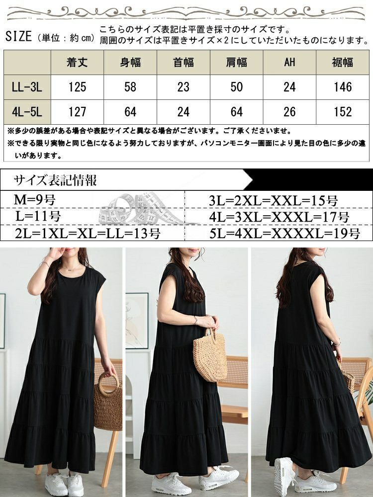 大きいサイズ レディース 接触冷感ティアードワンピース kt-7825650