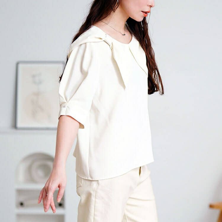 大きいサイズ レディース ビッグリボン襟ブラウス　tana-351038 【メール便可】