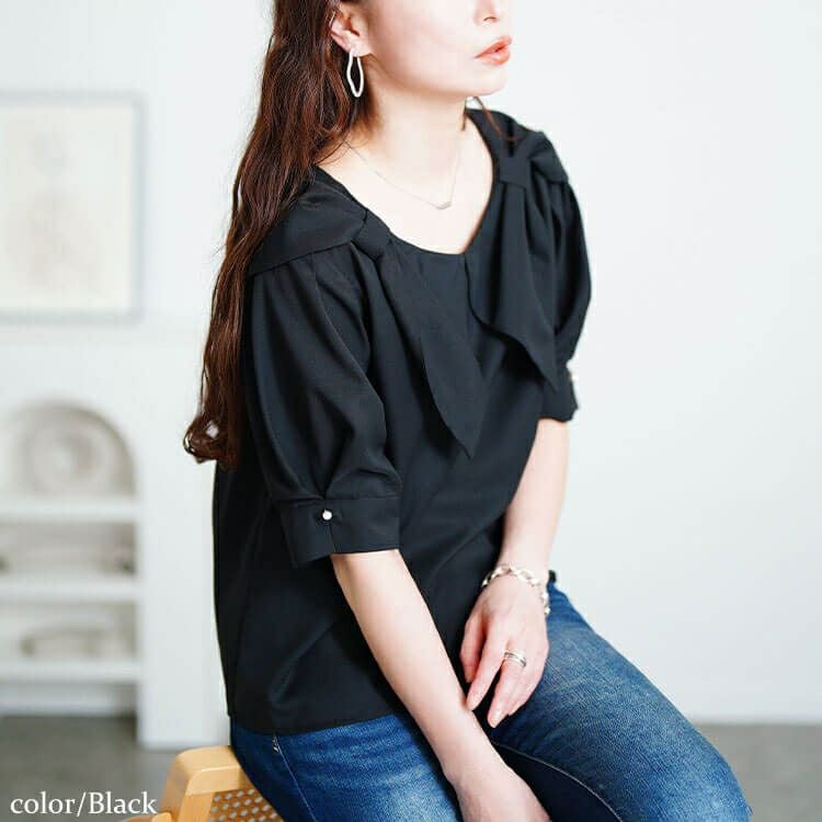 大きいサイズ レディース ビッグリボン襟ブラウス　tana-351038 【メール便可】