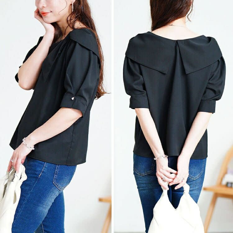 大きいサイズ レディース ビッグリボン襟ブラウス　tana-351038 【メール便可】