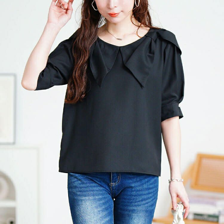 大きいサイズ レディース ビッグリボン襟ブラウス　tana-351038 【メール便可】