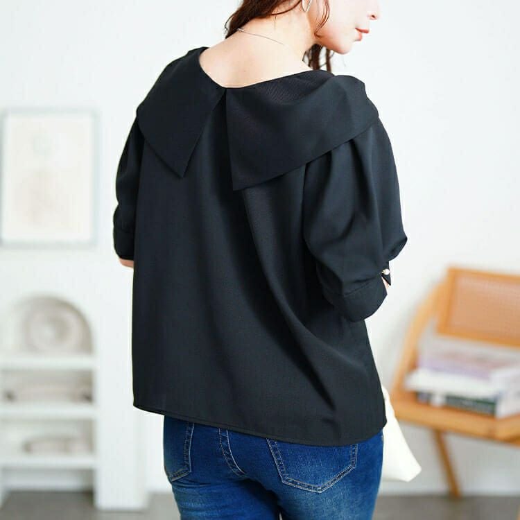 大きいサイズ レディース ビッグリボン襟ブラウス　tana-351038 【メール便可】