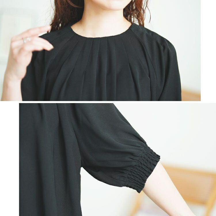 大きいサイズ レディース 胸元タックパフスリーブブラウス　tana-351040 【メール便可】