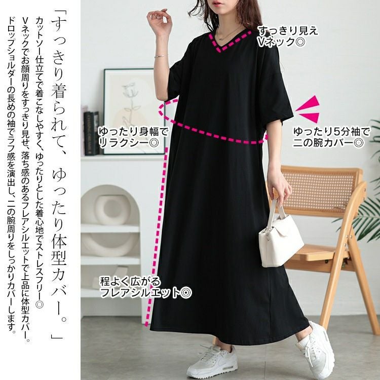 大きいサイズ レディース 接触冷感後ろ花柄切り替えワンピース　kt-7825640