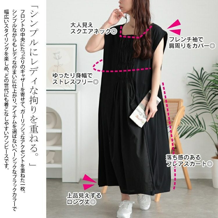 大きいサイズ レディース 接触冷感シャーリングノースリーブワンピース　kt-7825630