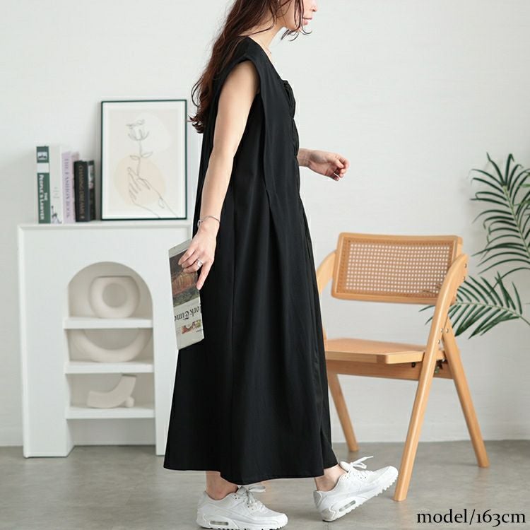 大きいサイズ レディース 接触冷感シャーリングノースリーブワンピース　kt-7825630