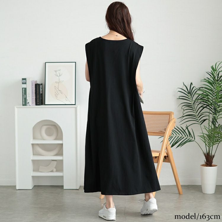 大きいサイズ レディース 接触冷感シャーリングノースリーブワンピース　kt-7825630