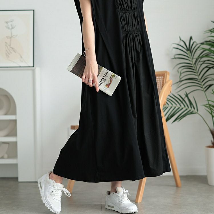 大きいサイズ レディース 接触冷感シャーリングノースリーブワンピース　kt-7825630