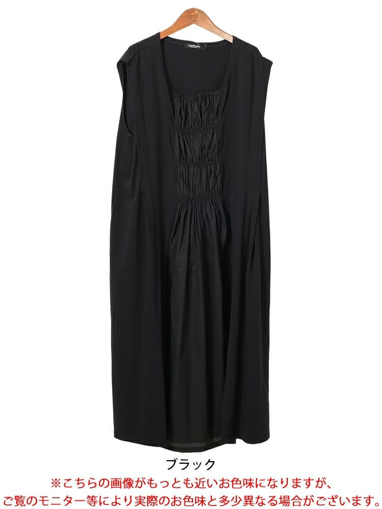 大きいサイズ レディース 接触冷感シャーリングノースリーブワンピース　kt-7825630