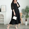 大きいサイズ レディース 接触冷感レース袖切り替えワンピース　kt-7825620 ブラック