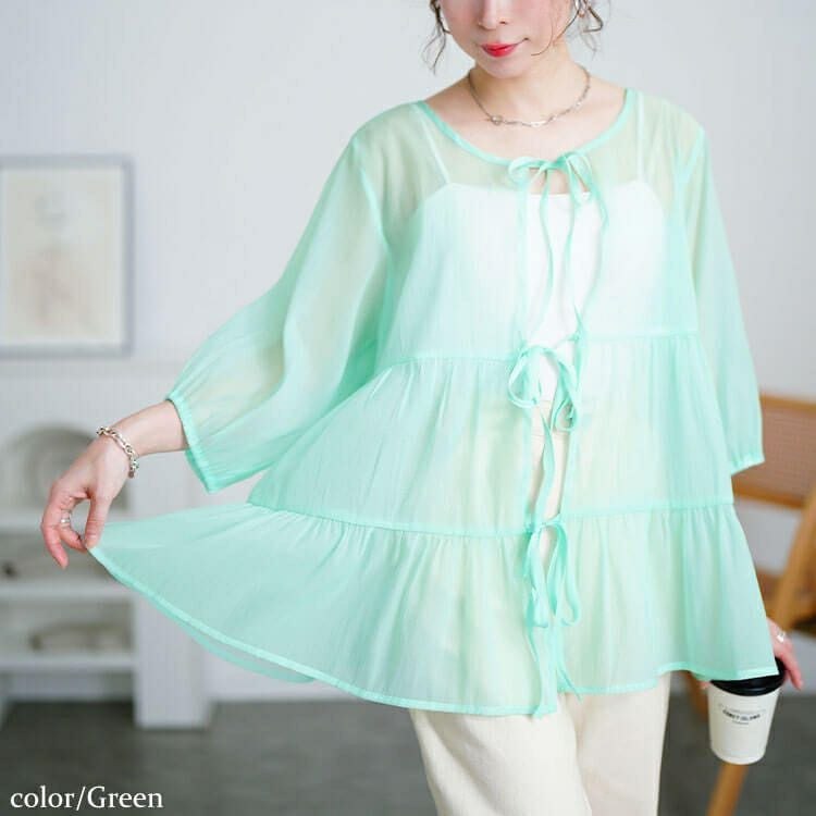 大きいサイズ レディース 前後2wayリボンティアードチュニック　fem-577【メール便可】