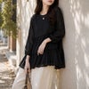 大きいサイズ レディース 前後2wayリボンティアードチュニック　fem-577【メール便可】