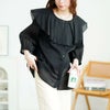 大きいサイズ レディース 前後2wayフレアカラーブラウス　fem-574【メール便可】 ブラック