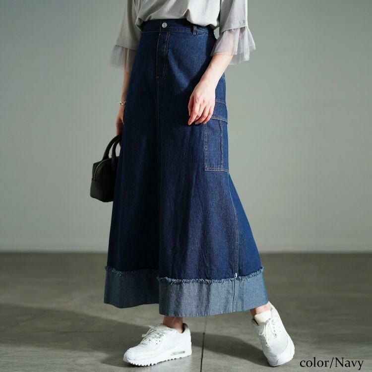大きいサイズ レディース バックスリットデニムタイトスカート　tog-1036 ネイビー