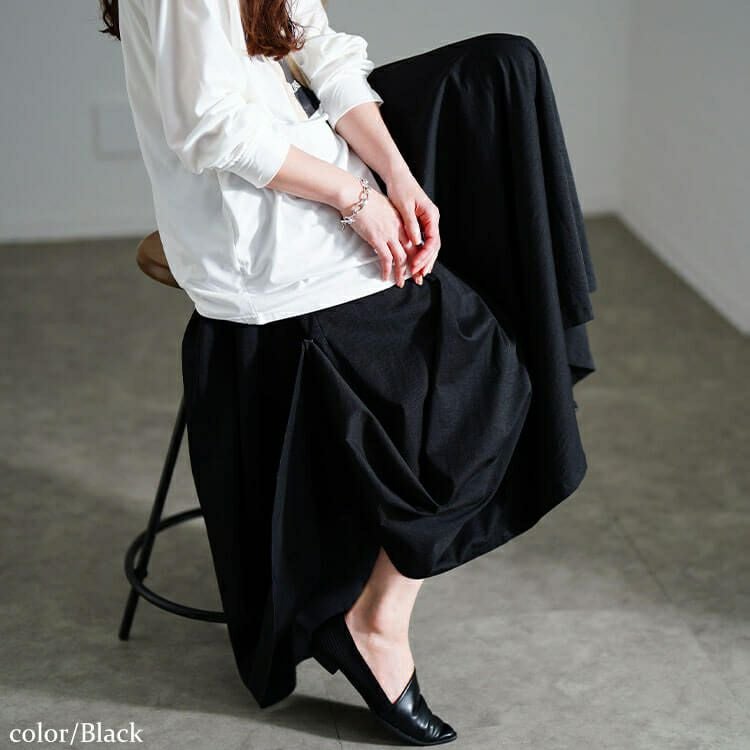 大きいサイズ レディース 2wayサイドボタンボリュームスカート　sw-0707