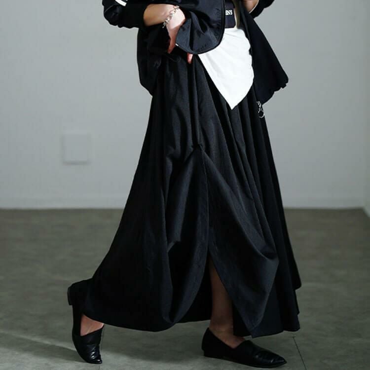 大きいサイズ レディース 2wayサイドボタンボリュームスカート　sw-0707 ブラック