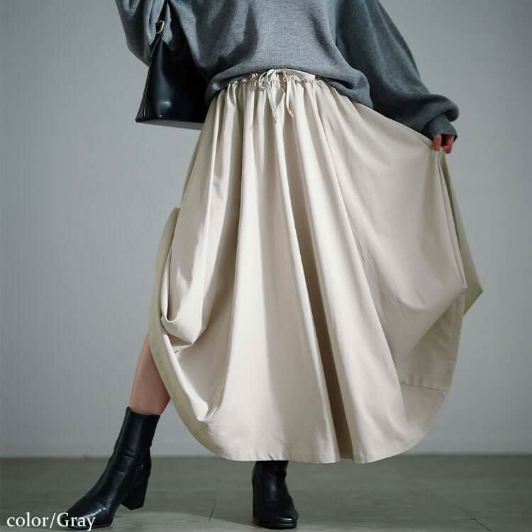 大きいサイズ レディース 2wayサイドボタンボリュームスカート　sw-0707 グレー