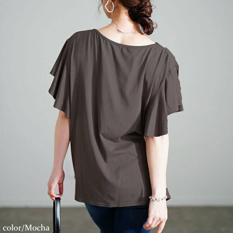 大きいサイズ レディース 接触冷感バタフライスリーブカットソー　sw-0725【メール便可】