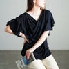 大きいサイズ レディース 接触冷感バタフライスリーブカットソー　sw-0725【メール便可】 ブラック