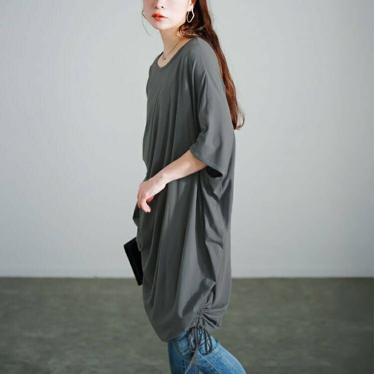 大きいサイズ レディース 接触冷感アシンメトリー変形チュニック　sw-0724【メール便可】