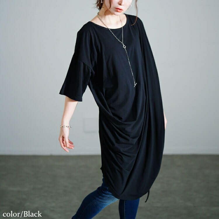 大きいサイズ レディース 接触冷感アシンメトリー変形チュニック　sw-0724【メール便可】